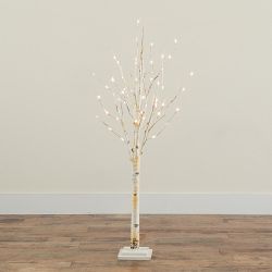 4ft. Pre-Lit Artificial Birch Tree with 50 Warm White LED Lights
