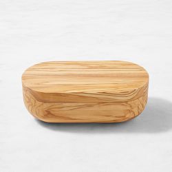 Williams Sonoma Olivewood Double Salt Cellar with Spoon