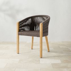 Pasadena Outdoor Teak and Brown Rope Dining Armchair