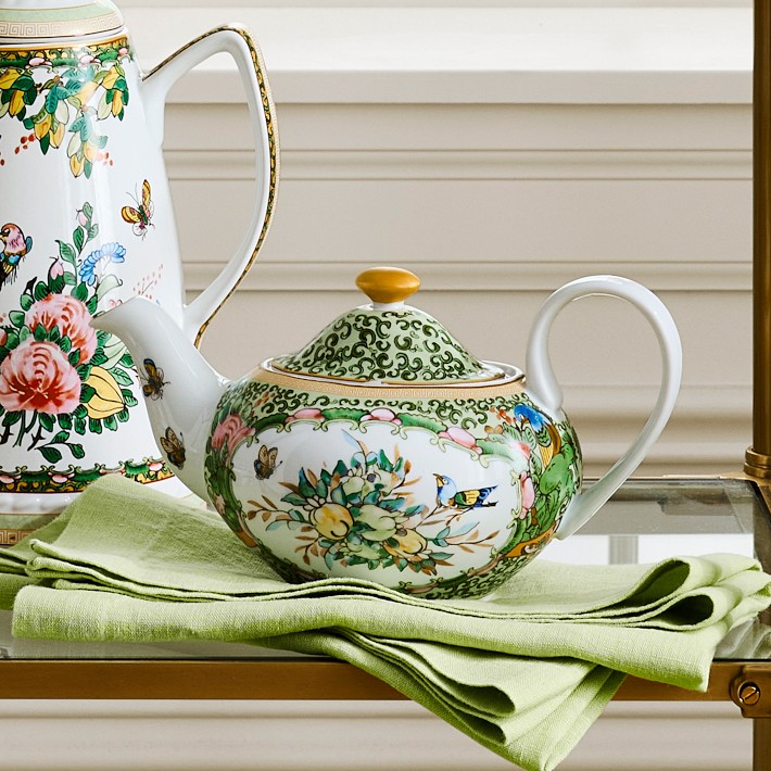 Famille Rose Tea Pot, Porcelain Floral | Williams Sonoma