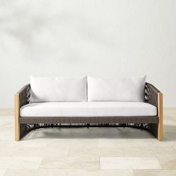 Pasadena Outdoor Teak and Brown Rope Sofa (76")