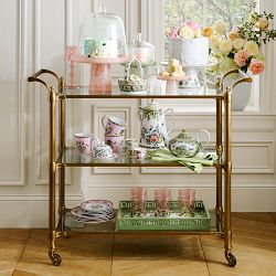 Famille Rose Glass Cake Stand with Cloche