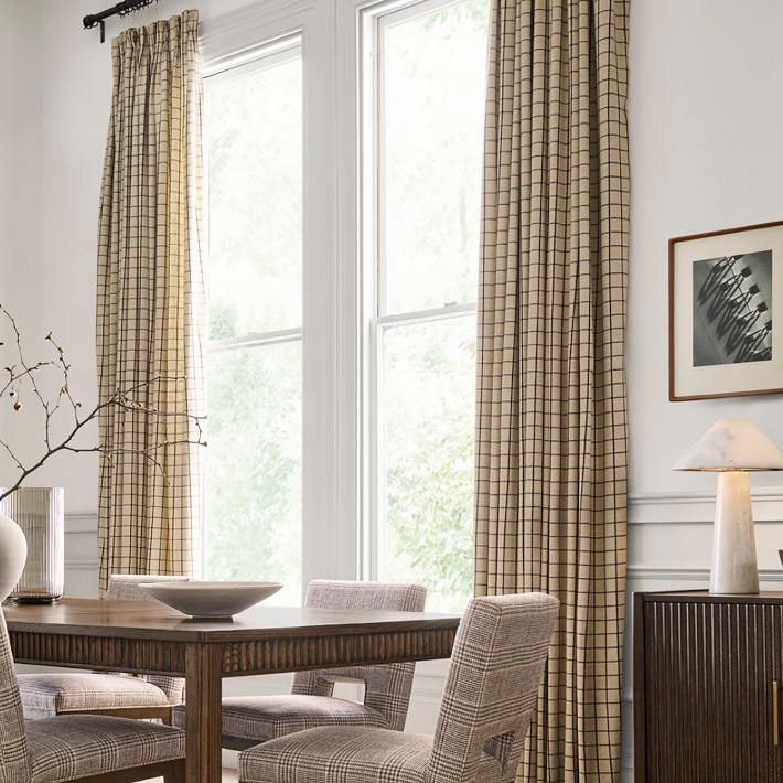 Antalya Raw Check Curtain | Williams Sonoma