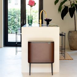 Brabantia Bo Touch Top Dual Compartment Recycling Trash Can, 3 + 6 Gallon 