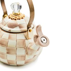 MacKenzie-Childs Mocha Check Whistling Kettle