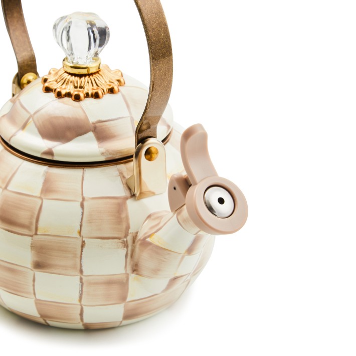 MacKenzie-Childs Mocha Check Kettle | Williams Sonoma