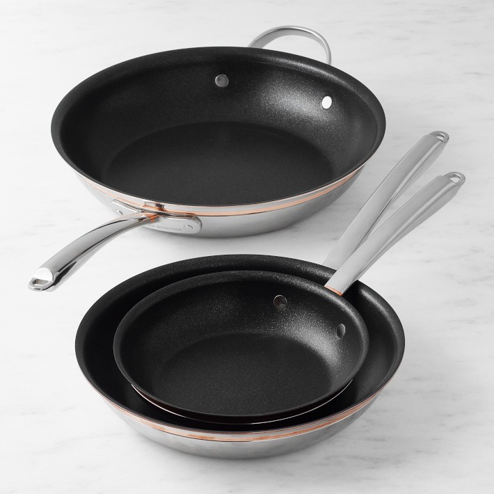 Williams Sonoma Signature Thermo-Clad™ Copper Pro Fry Pan Set