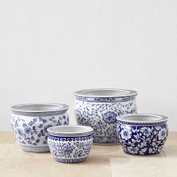 Blue &amp; White Ceramic Planter, Extra Large