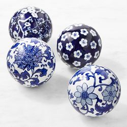 Blue and White Ceramic Orbs