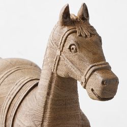 Wooden Horse On Stand Statue