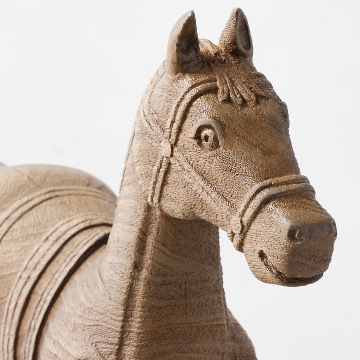 Wooden Horse On Stand Statue | Williams Sonoma