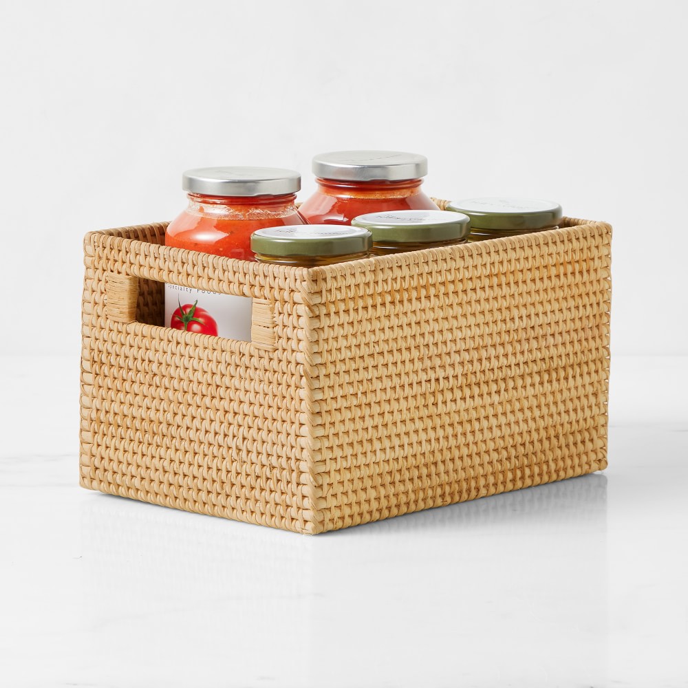 Hold Everything Rattan Cubby Pantry Baskets - Small