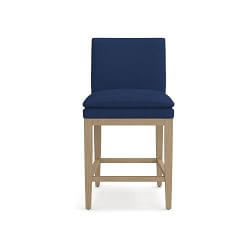 OPEN BOX: Laguna Counter Stool, Perennials Performance Basketweave, Denim, Natural Leg