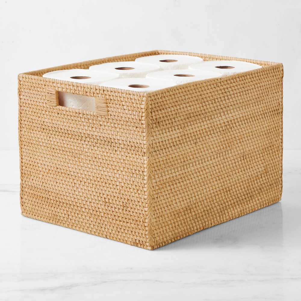 Hold Everything Rattan Cubby Pantry Baskets - Large