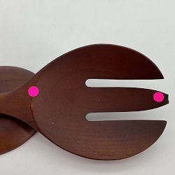 OPEN BOX: Walnut Finish Teak Salad Servers