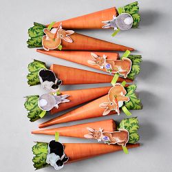 Bunnies and Carrots Cone Celebration Crackers, Set of 8