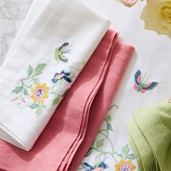 Famille Rose Embroidered Napkins, Set of 4