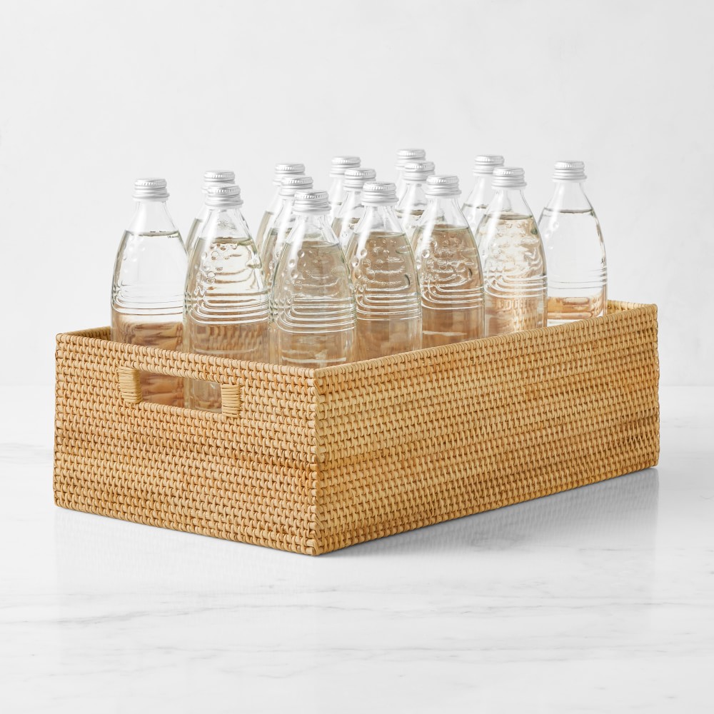 Hold Everything Rattan Cubby Pantry Baskets - Low Profile