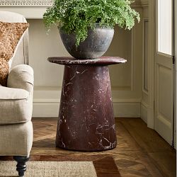 Rosso Levanto Marble Side Table (20")