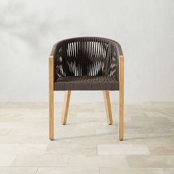 Pasadena Outdoor Teak and Brown Rope Dining Armchair