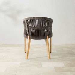 Pasadena Outdoor Teak and Brown Rope Dining Armchair