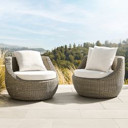 San Clemente Outdoor Grey Curved Swivel Chair