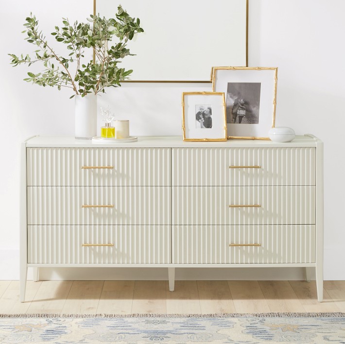 Lewis 6 Drawer Dresser, Black/Ebony, Antique Brass | Williams Sonoma
