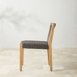 Pasadena Outdoor Teak and Brown Rope Dining Side Chair