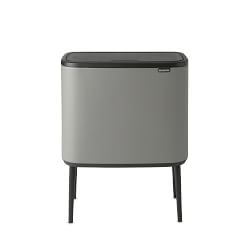 OPEN BOX: Brabantia Bo Touch Top Trash Can, 9.5 Gallon, Mineral Concrete Gray