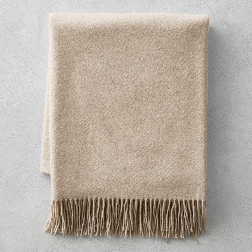 European Solid Cashmere Throw - 50" X 65", Oatmeal