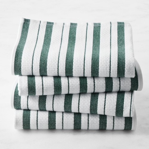 Williams Sonoma Classic Stripe Towels, Set of 4, Dark Green