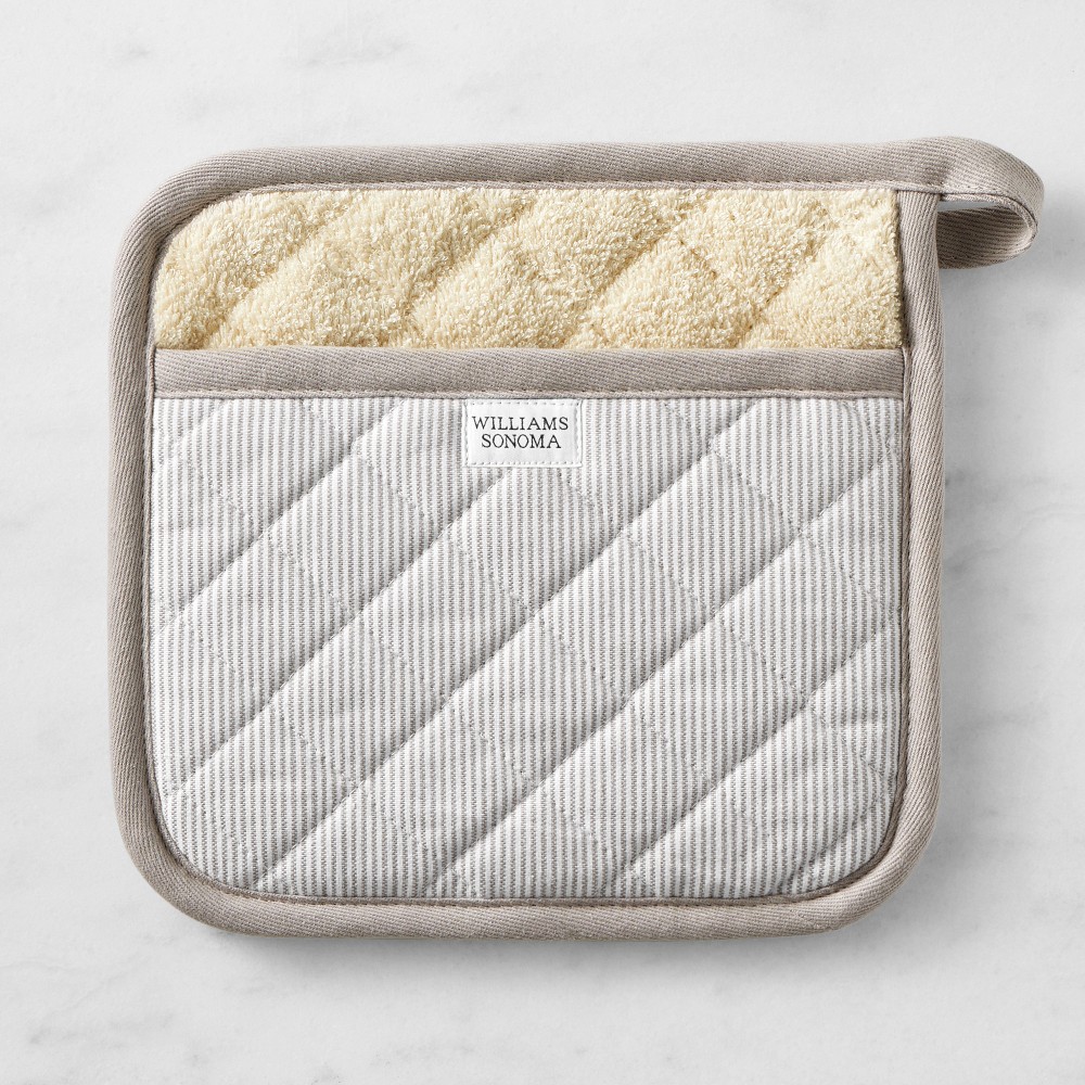 Williams Sonoma Heritage Stripe Potholder - Drizzle Gray