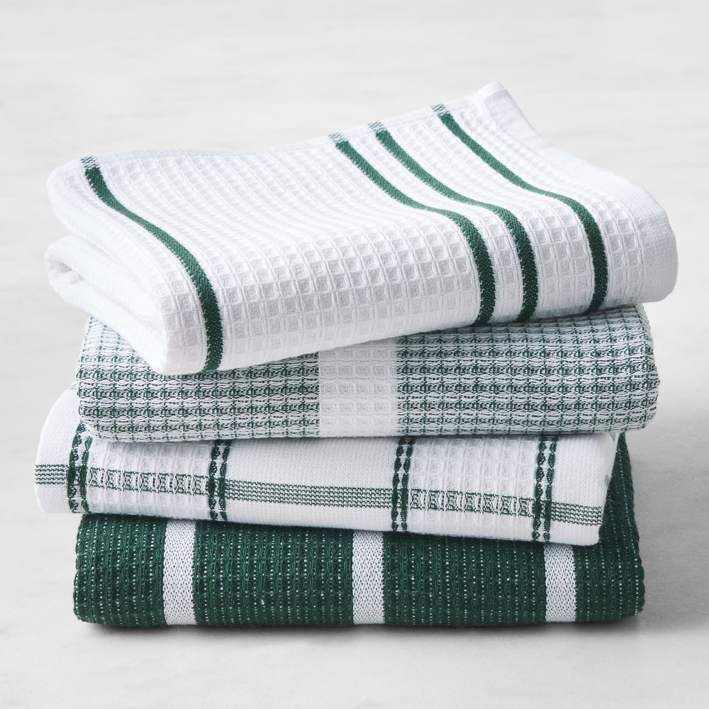 Williams Sonoma Super Absorbent Waffle Weave Towels - Set of 4, Dark Green