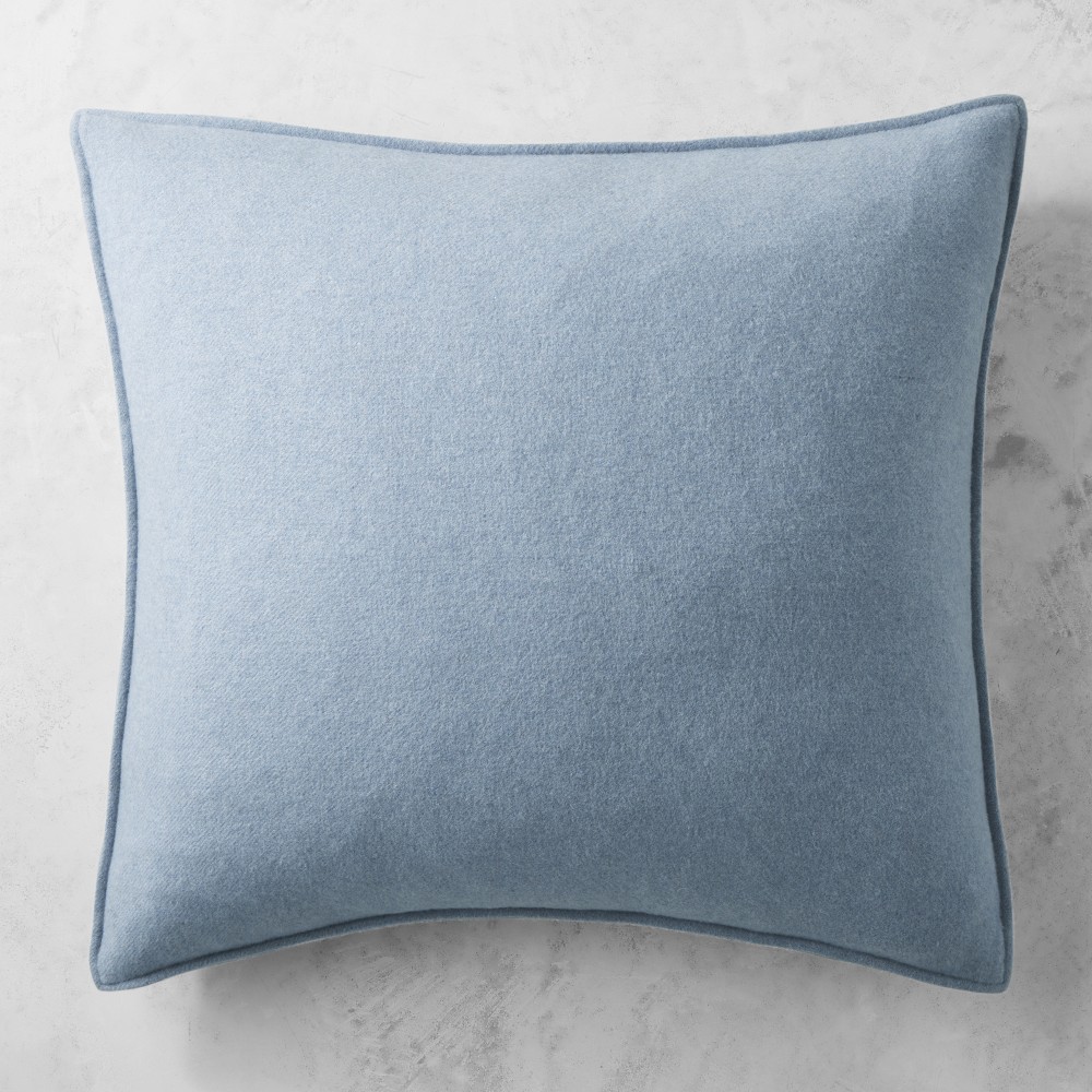 European Solid Cashmere Pillow Cover - 22" X 22", Chambray Blue