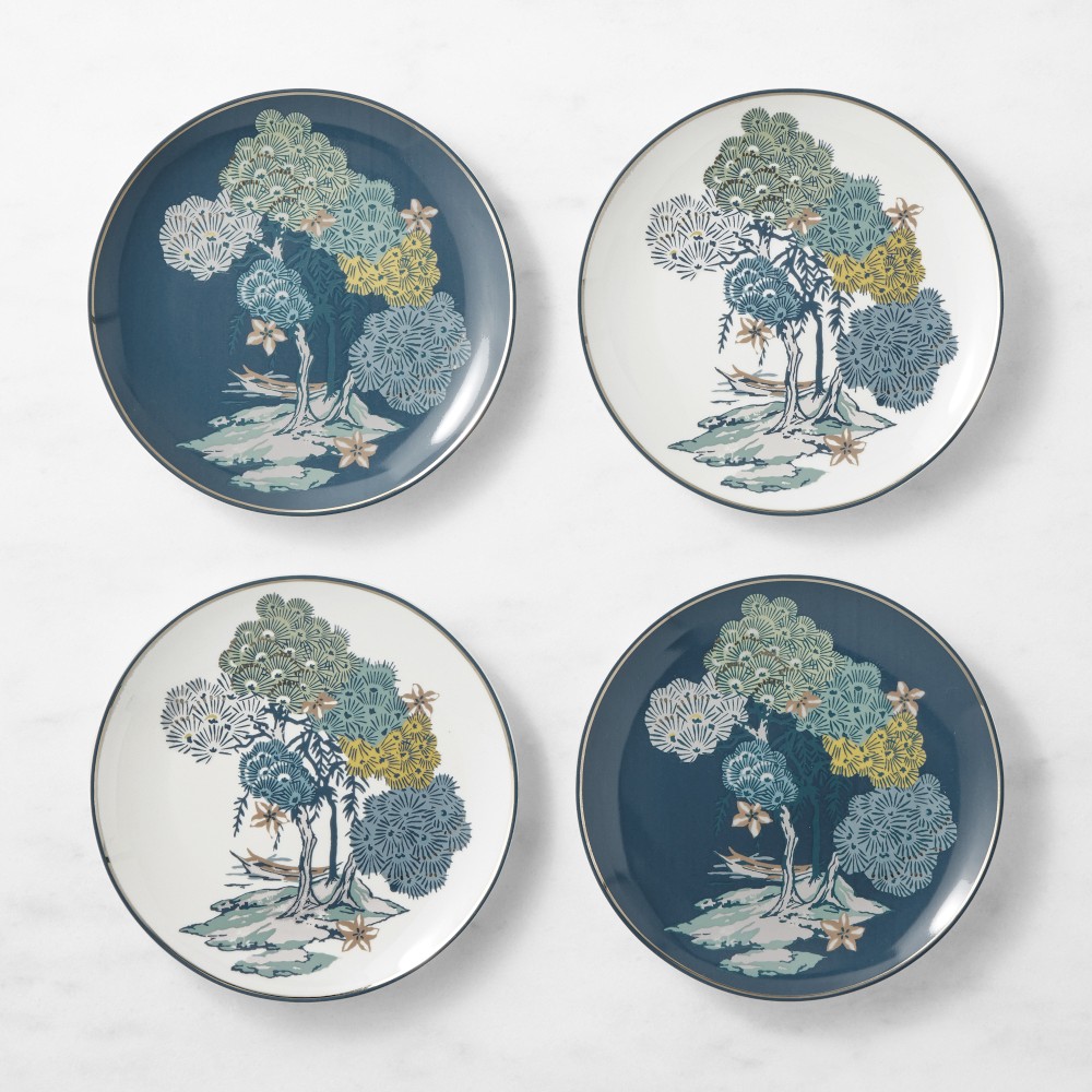 Scalamandré x Williams Sonoma Sea of Trees Appetizer Plates, Set of 4 - Set of 4