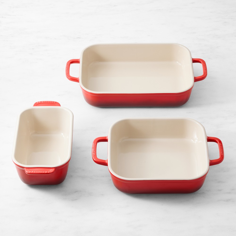 Le Creuset San Francisco Stoneware Open Baker, Set of 3 - Red