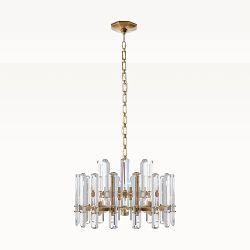 Bonnington Chandelier, Hand-Rubbed Antique Brass, Crystal