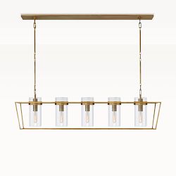 Elton Chandelier, 54" Linear, Antique Brass