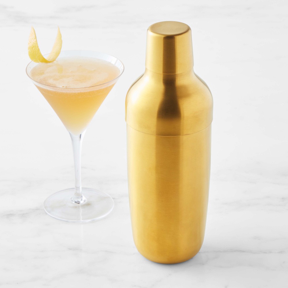 Williams Sonoma Encore Bar Double Wall Cocktail Shaker - Antique Brass