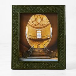 OPEN BOX: Woven Leather Frame, Dark Green, 8" x 10"
