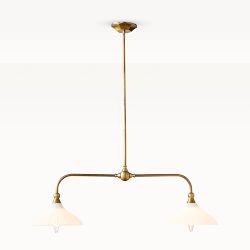 OPEN BOX: Amelia Linear Pendant, Antique Brass, White Glass, 25"