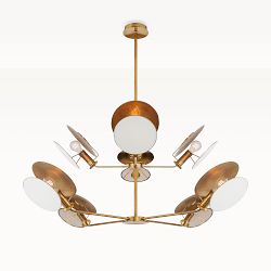 Xena Reflector Chandelier, Antique Brass
