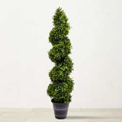 Faux Boxwood Spiral Indoor/Outdoor Topiary with Planter, 4'