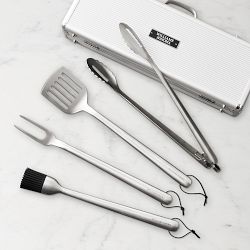 Williams Sonoma Stainless-Steel Handled 4-Piece BBQ Tool Set with Storage Case