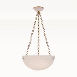 O'Connor Chandelier, Hand-Rubbed Antique Brass, Alabaster