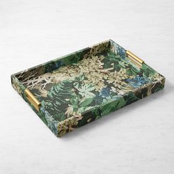 OPEN BOX:Fern Forest Jute Raffia Tray, Rectangular, Green