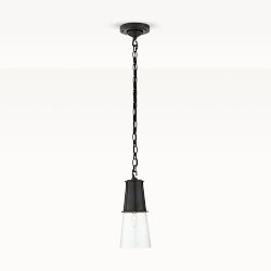 Robinson Pendant, Clear Glass, Small, Oiled Bronze