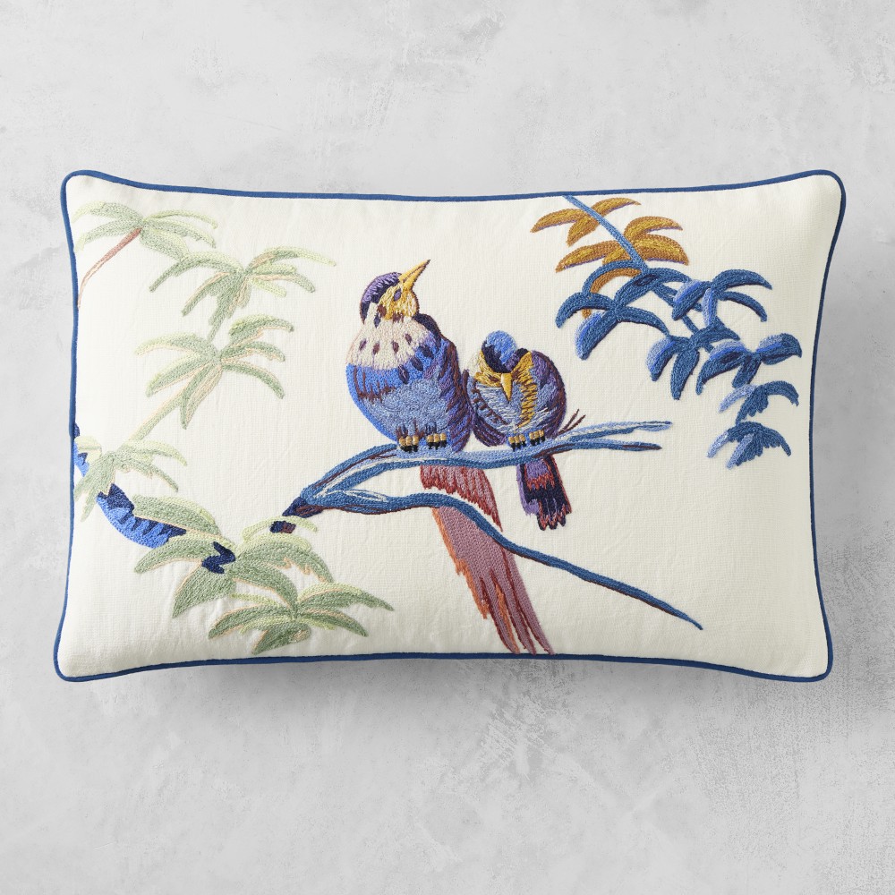 Peacock Embroidered Pillow Cover