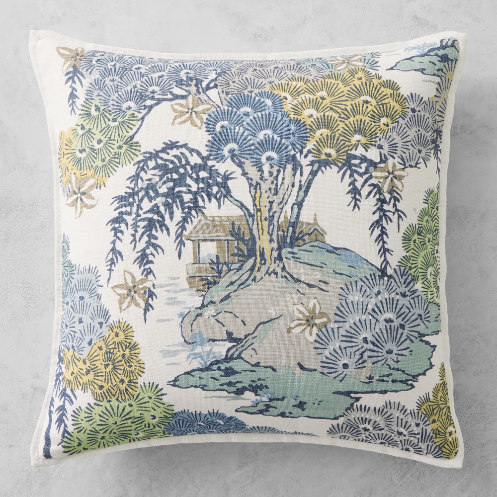 Scalamandré x Williams Sonoma Home Sea of Trees Printed Pillow Cover - 22X22 in, Blue