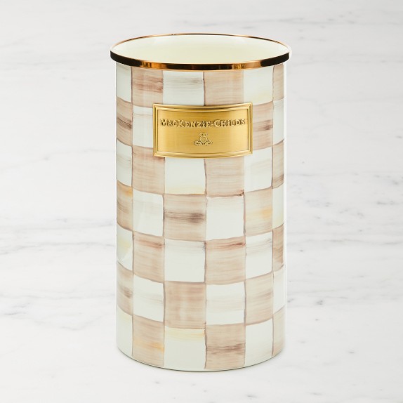 MacKenzie-Childs Mocha Check Utensil Holder | Williams Sonoma